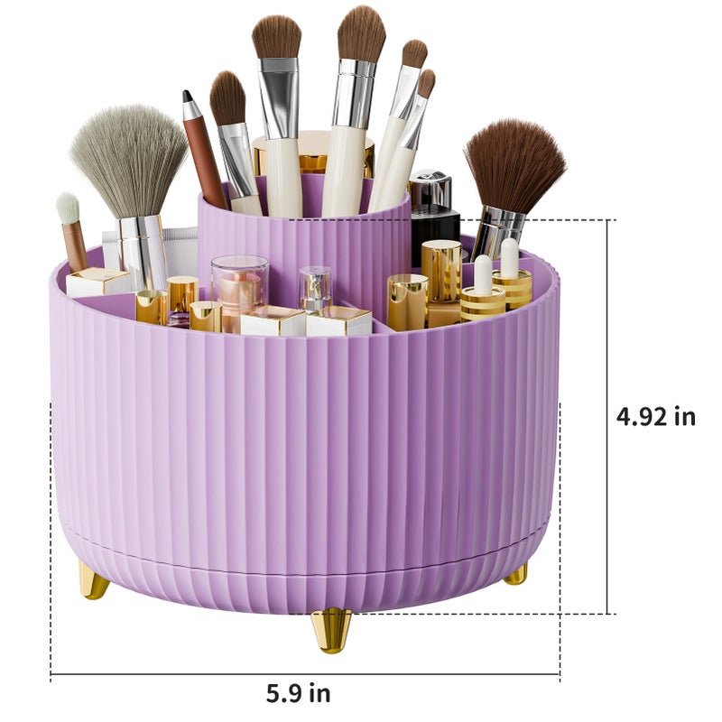 fanado 360 Rotate Makeup Brush Holder Organizer, Makeup Organizers Countertop, Makeup organization and Skincare Storage for Vanity, Desktop, Bathroom (Purple) - Image 4